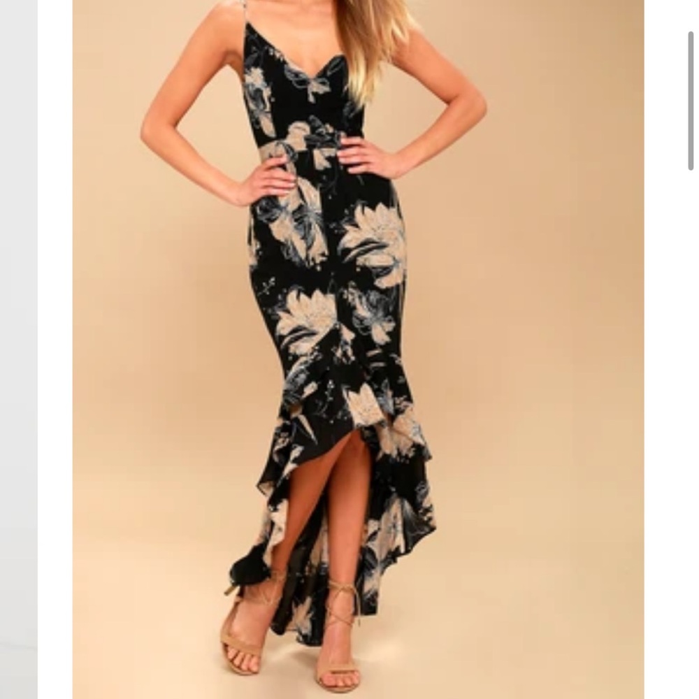Floral Black and Cream Women's Dress